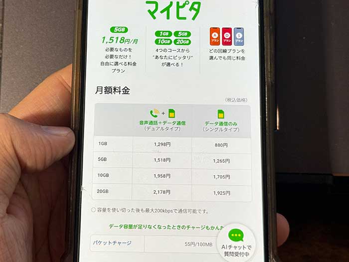 mineo（マイネオ）はデータ通信と通話